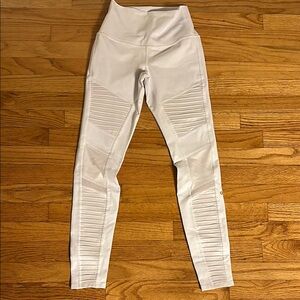 ALO Yoga White High-Waist Moto Leggings